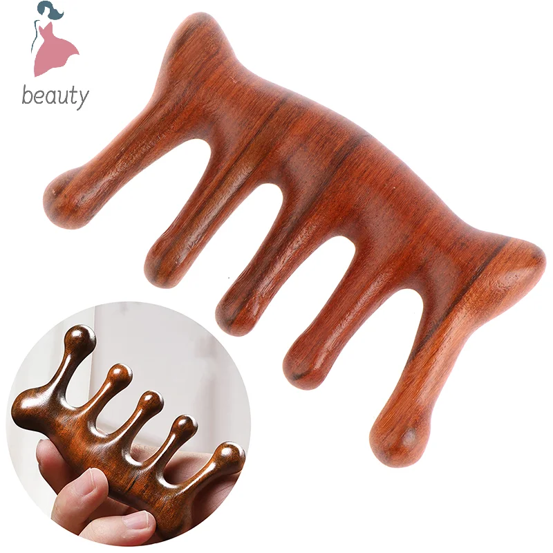 Wood Therapy Massage Comb Head Face Scalp Gua Sha Massager Natural Facial Sandalwood Wide Tooth Gua Sha Scraping Body Massage