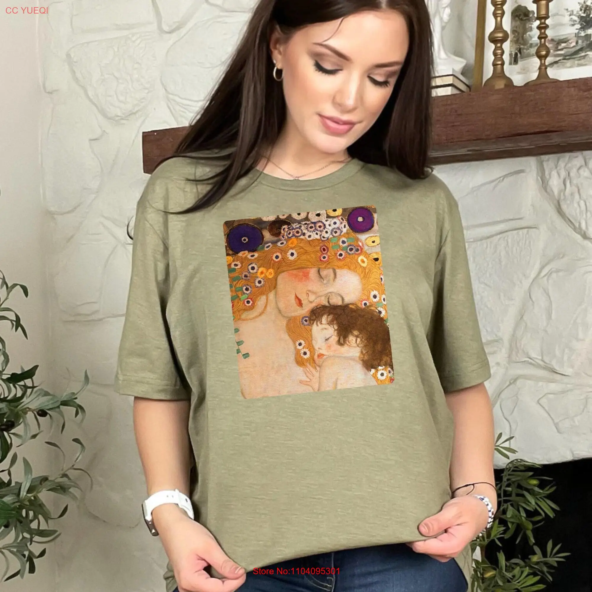 Camiseta con estampado de Gustav Klimt para madre e hijo, regalo artístico para el día de la madre, pintura famosa, amantes del arte para mamá y ella