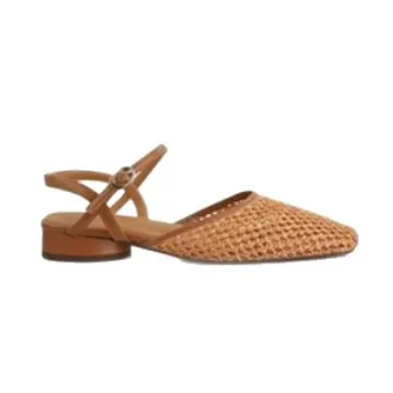 Women's Square Toe Woven Mesh Pumps Elegant Buckle Strap Low Block Heel Sandals Casual Summer Daily Beach Footwear Zapatos Mujer