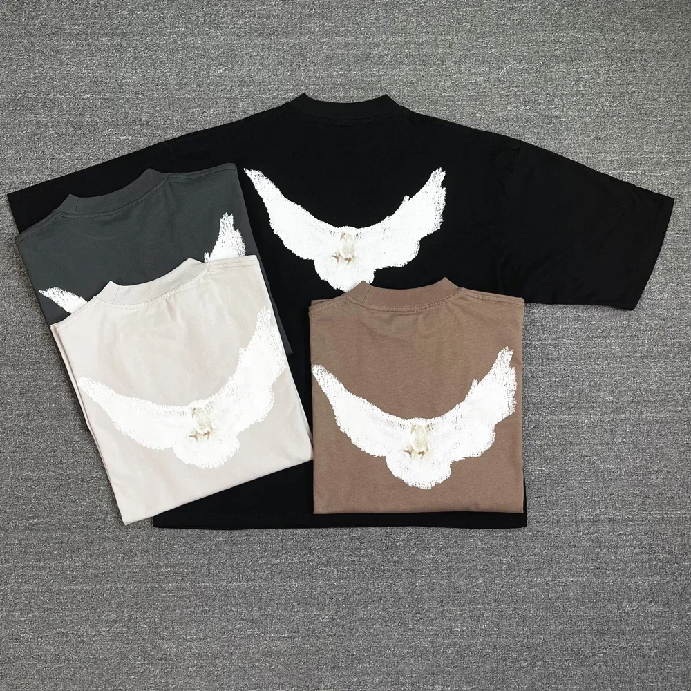 Frog drift Streetwear Elbow Sleeve Oversized Loose DOVE Kanye West YZY Bigger Brand Fashion Supersized tee Tops t shirt for Men