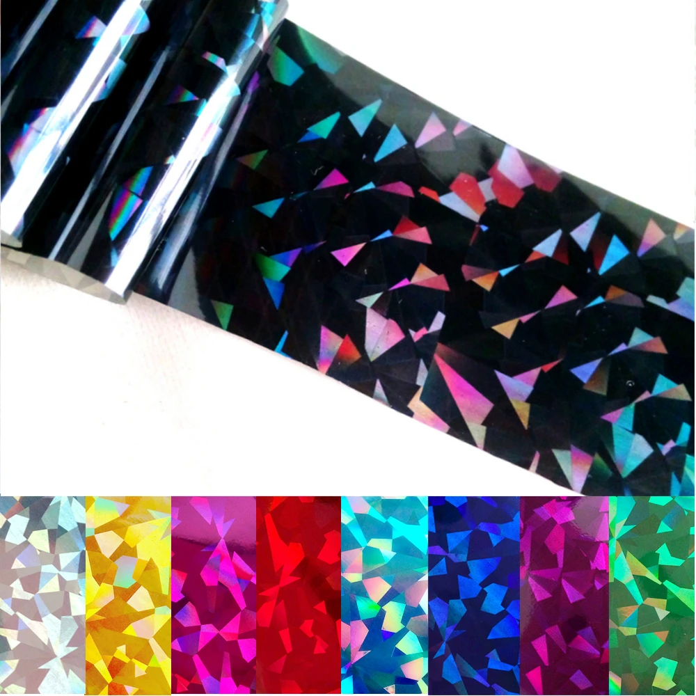 

100CM Holographic Nail Sticker Laser Black Broken Glass Transfer Foil DIY Manicure Nails Decals Tips