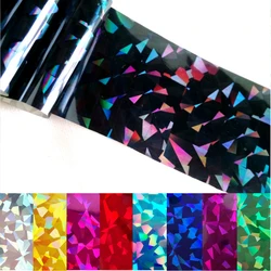 100CM Holographic Nail Sticker Laser Black Broken Glass Transfer Foil DIY Manicure Nails Decals Tips