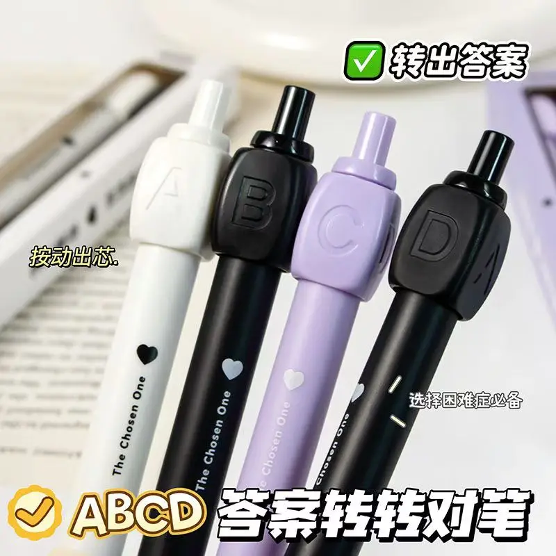 2Pcs Lustige ABCD Rotation Antwort Gel Stift Kugelschreiber Stille Lager Entlasten Angst Neuartige Design Rotation Gel Stift schreibwaren geschenk