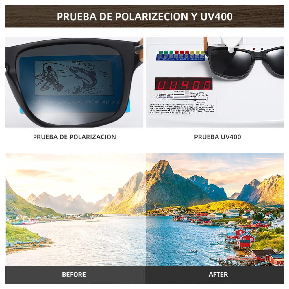 XSW marca diseño madera de haya gafas de sol hechas a mano hombres gafas polarizadas conducción al aire libre gafas de sol bisagra reforzada 5527