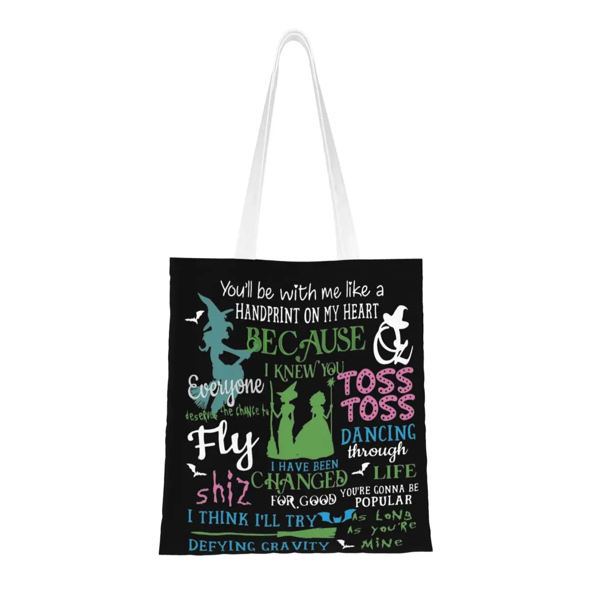 

Halloween Wicked Musical Canvas Tote Bag Fashion Large Capacity Shopping Bag for Unisex Shopping Bags