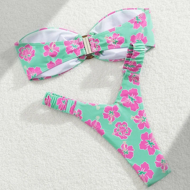 Microbikini Push Up para mujer, traje de baño con estampado de moda, conjunto de Bikini dividido, ropa de playa, traje de baño de 2 piezas para mujer 2025