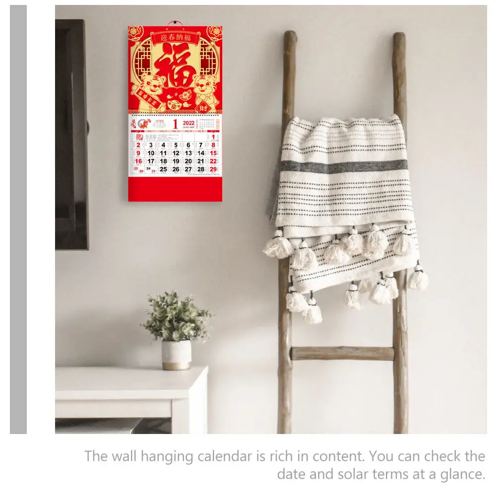 

Настенный календарь на 2022 год (Год Тигра) в китайском стиле, 2 шт., традиционный ежедневный планировщик для дома и офиса, настенный календарь с указанием солнечных сроков и дат