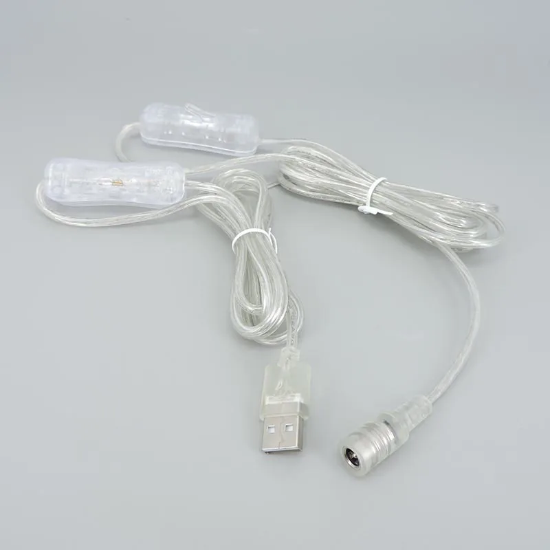 

2 м 22awg 3A прозрачный источник питания 5 В USB DC 12 В женский кабель мужской переключатель кнопка удлинитель светодиодный неоновый светильник