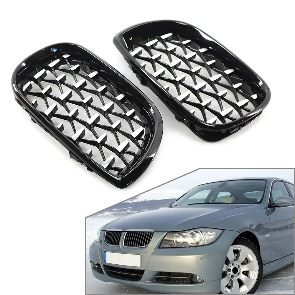 Car Front Bumper Grill Diamond Meteor Style Kidney Radiator Grille For BMW E46 3Series 4 Door 2002 2003 2004 2005