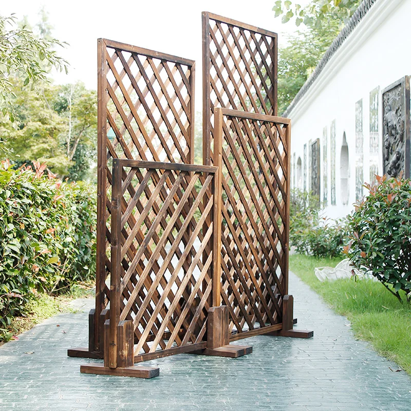 Anti-corrosion wooden base, square grid, diamond lattice decoration, fixed wooden foot fence, fence partition screen, universal