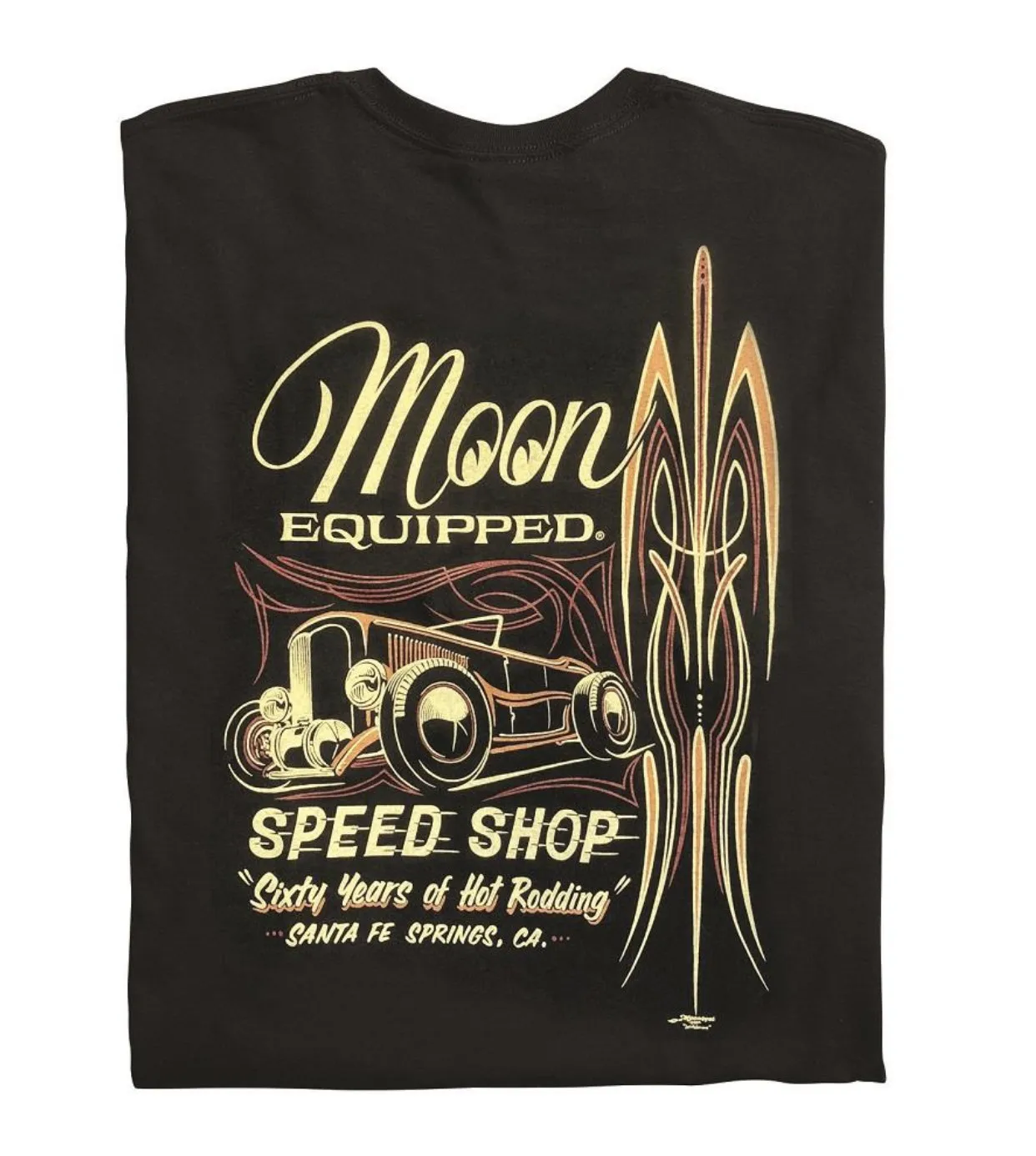Herren Mooneyes Moon Hot Rod Speed Shop Schwarzes Hot Rod T-Shirt Baumwolle MQT075BK