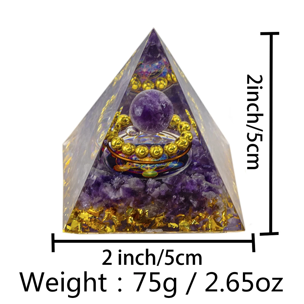 Natural Reiki 5cm Crystal Pyramid | Focus Centering Stress Relief Good Sleep | Table Decoration and Accessories