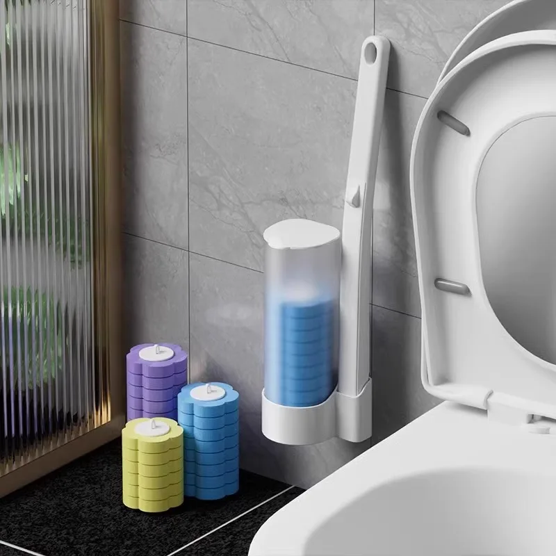 Disposable Toilet Brush Replacement Brush Head Cleaning Brush Kit Toilet Bowl Brush Long Handle Wall-mounted Wc Accessories Tool