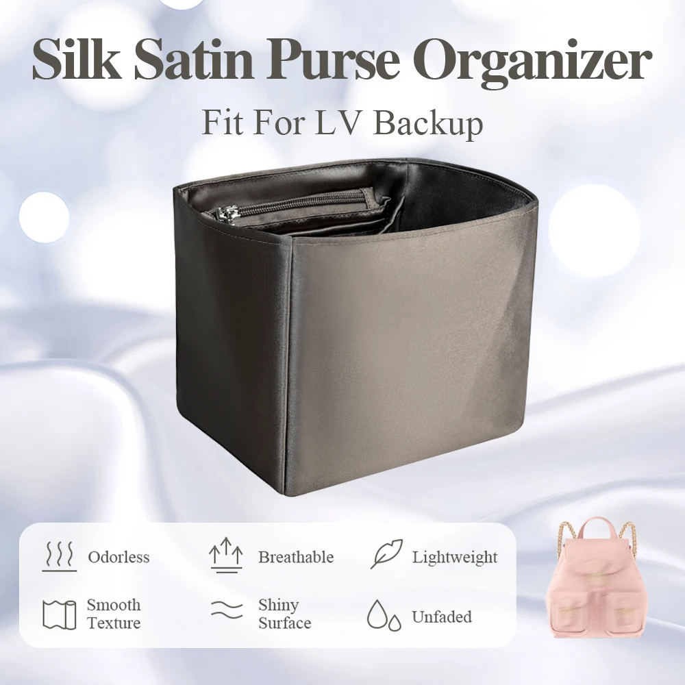 Silk Satin Purse Organizer Insert for LV Backup Backpack Inner Liner Bag Cosmetics Storage Bag Lightweight Inside Bag In Bag