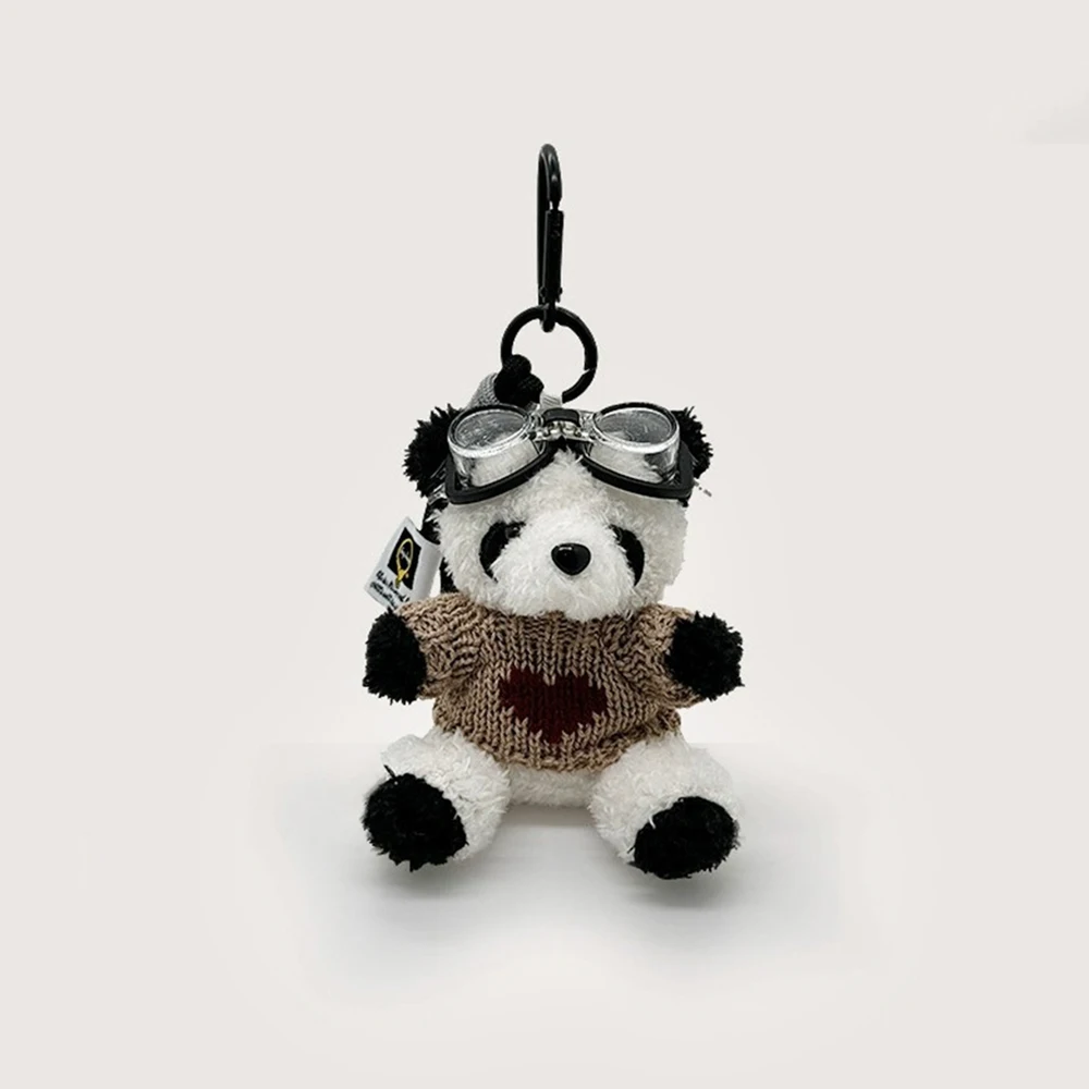 นักบิน Panda Key Chain น่ารักถักตุ๊กตา Plush รถ Key Chain Creative กระเป๋าจี้สาวของขวัญสร้างสรรค์ตุ๊กตาแว่นตากันแดดตุ๊กตาตุ๊กตา