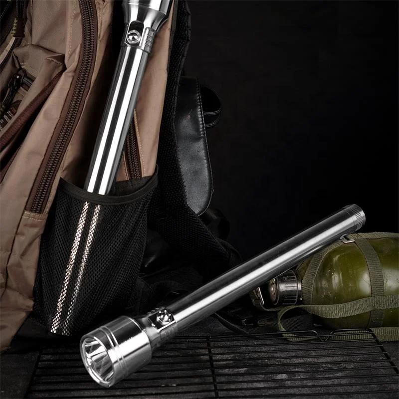 강력한 토치 라이트 충전식 가정용 야외 내구성 장거리 Led 스테인레스 스틸 캠핑 손전등 LED