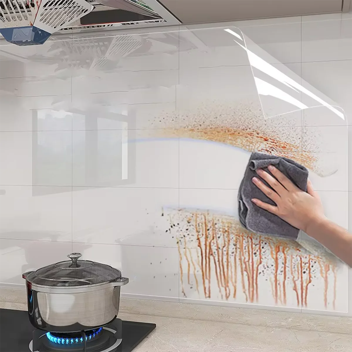 Transparent  Kitchen Oil Proof Wall Sticker Electrostatic Adsorption Protective Film Waterproof antifouling No Glue Wallpaper