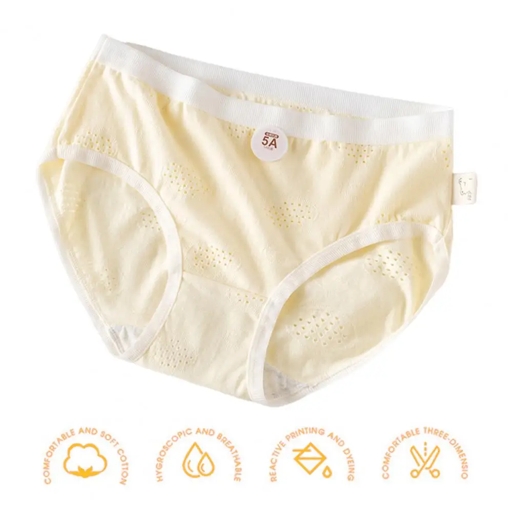 Women Cotton High Waist Panties for High School Students Breathable Slim Fit Sport Underpants with Hollow Out Design Elasticity