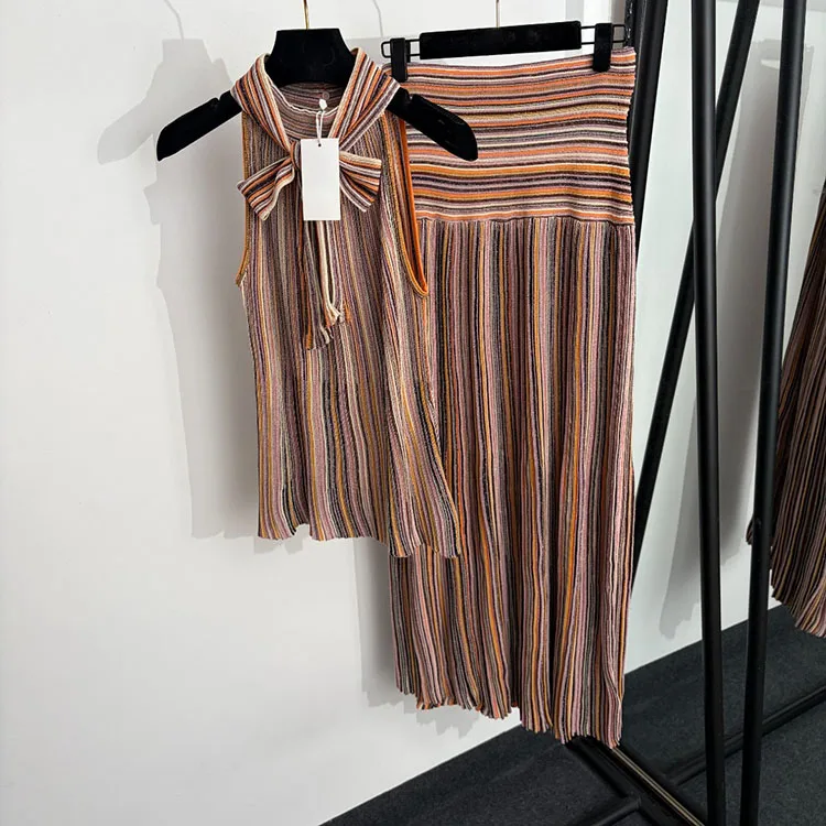 Designer Summer Knit Skirt Set Women's
