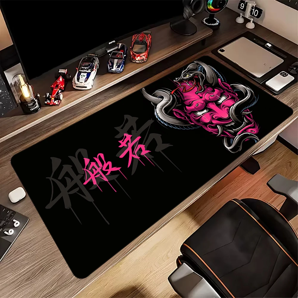 

Japanese anime ghost mask Mouse Pad Desk Mat with Stitched Edges non-Slip rubber base pc accessories Gaming mat Extended pad rug