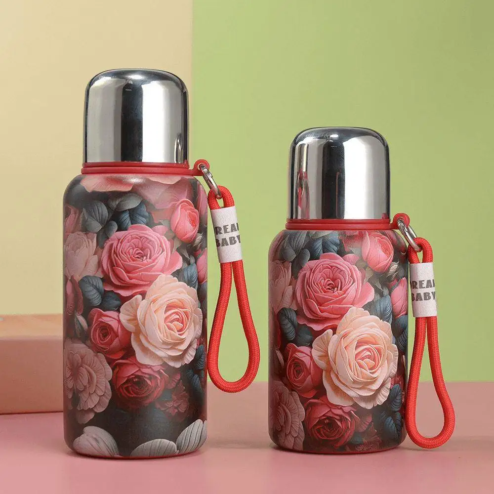 2025 New Portable Stainless Steel Insulated Water Cup for Women High Aesthetic Value Vintage Design with Lid Cute Beverage Co...
