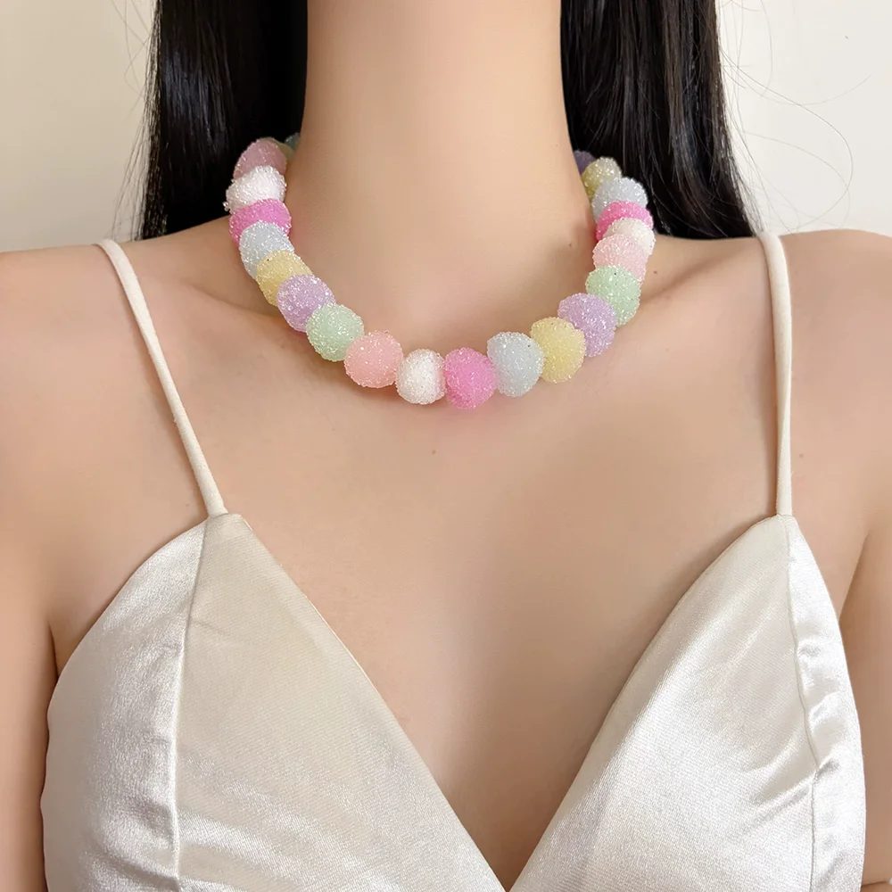 Y2k New Colorful Gummy Heart-Shaped Resin Necklace For Women Sweet And Elegant Necklace Fashionable Jewelry Accessory For Girls