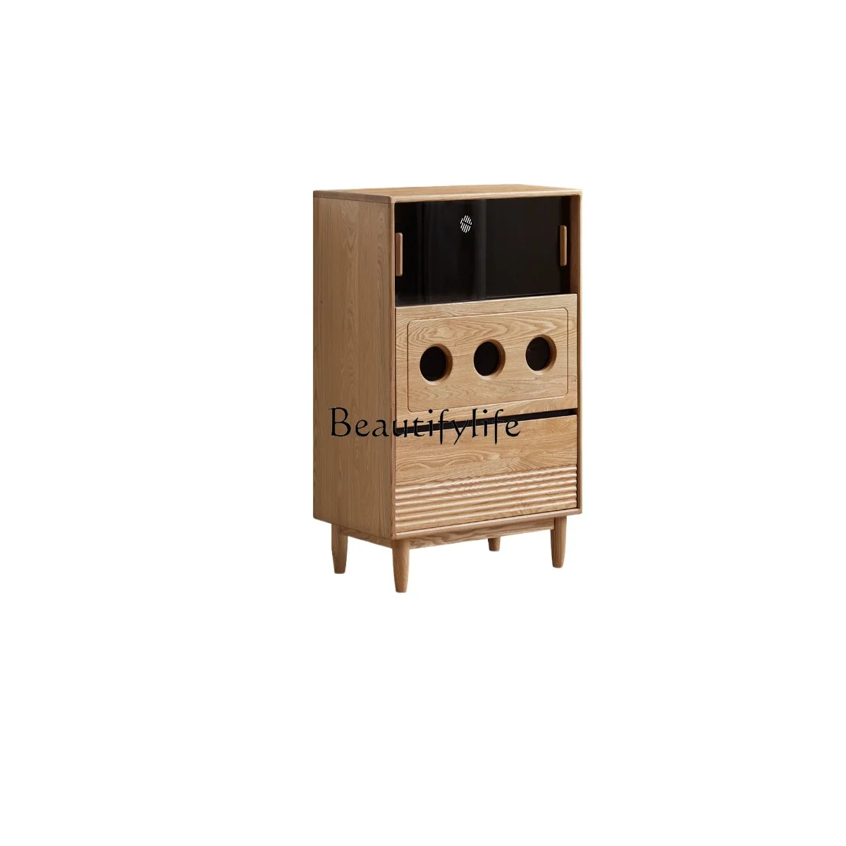 

*Solid wood side cabinet living room modern simple display cabinet log wind storage storage