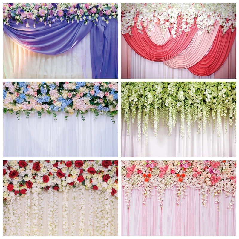 Wedding Scene Floral Flower Wall Backdrop for Photography Bridal Shower Engaged Ceremony Party Background Photo Studio Props