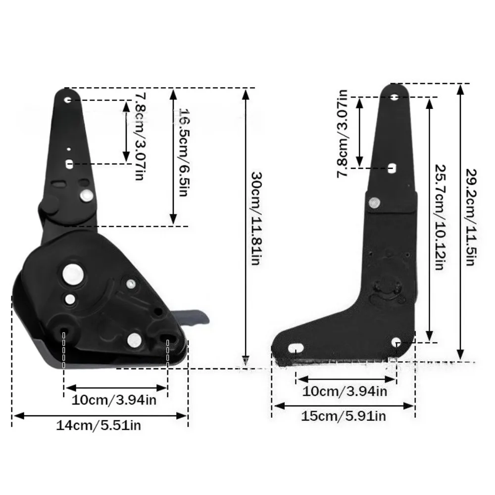 Manual seat angle adjuster, enables 0‑180° full flat folding, heavy‑duty steel, retrofit part for van middle double seats.