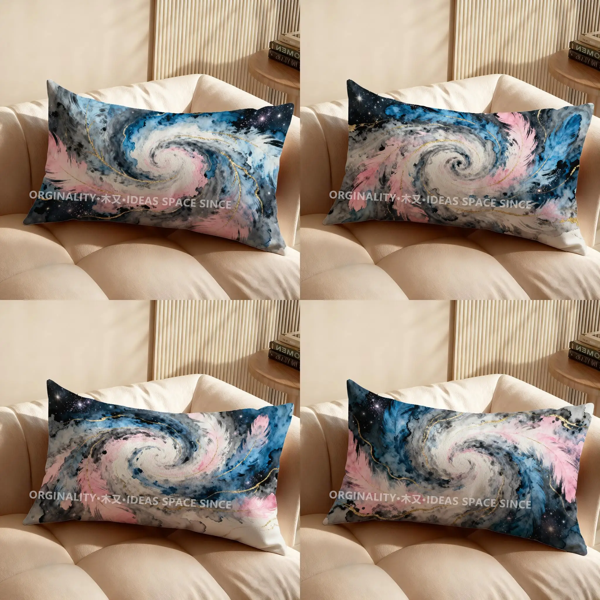 

Чехол для подушки с 2D-изображением космических вихрей, подходит для дивана, спальни, автомобиля, прямоугольная подушка для спины