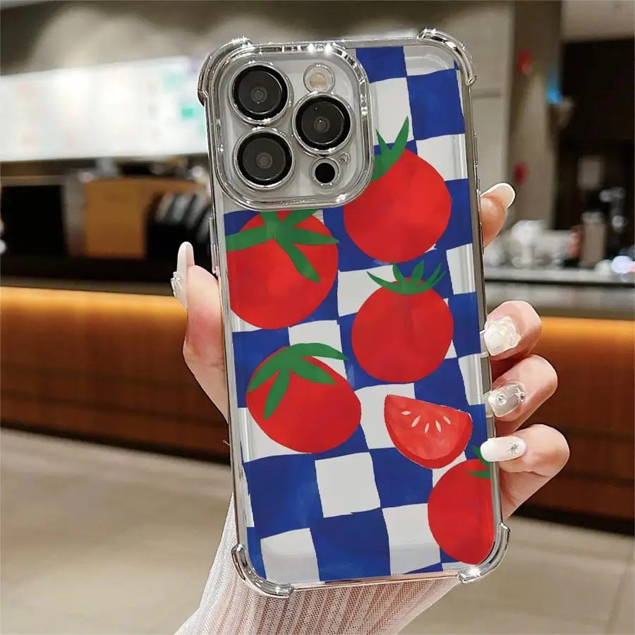 Case for Apple iPhone 15Pro Max 16 16Plus XS MAX 12 15 14 Pro XR 13 11 11Pro Clear Cover Cartoon Tomatoes view 3