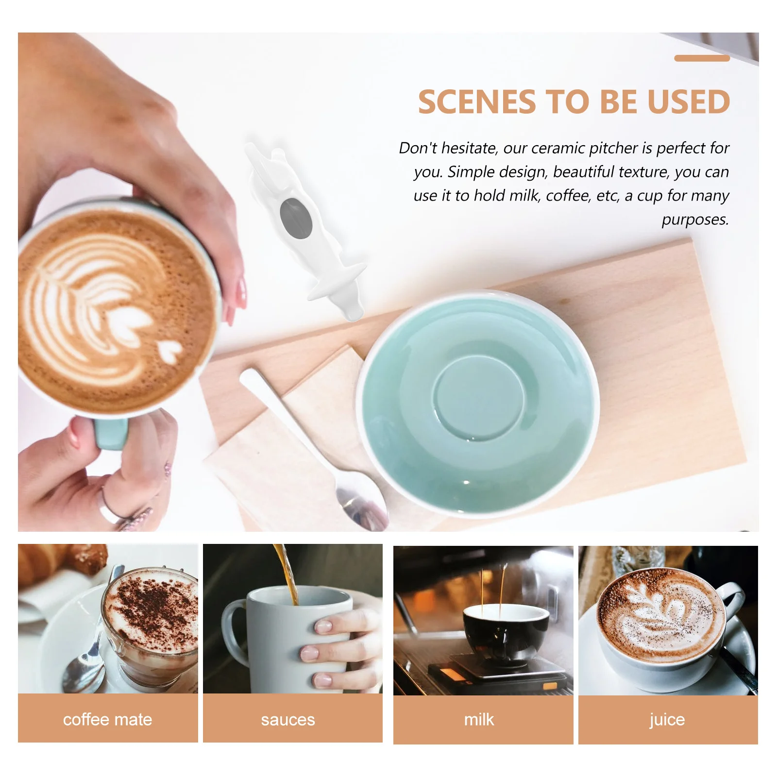 

Ceramic Milk Cup Coffee Frothing Jug Pitcher for Milk Creamer Latte Art Sauce Dispenser Gravy Pourer Small Serving Container