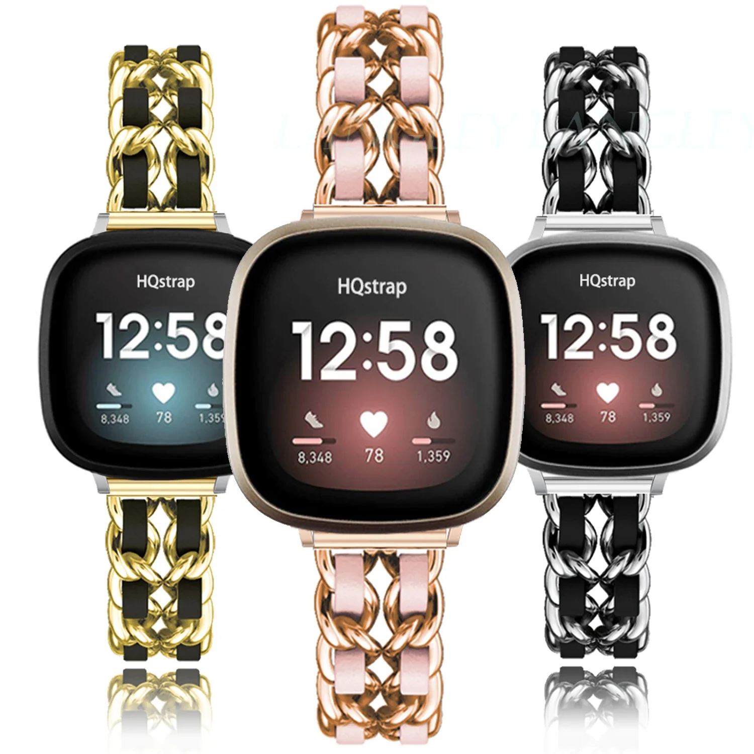 Pulseira de relógio de metal para mulheres Fitbit Versa 4, Sense 2, Versa2, Versa Lite Belt, Acessórios Fashion Bracelet