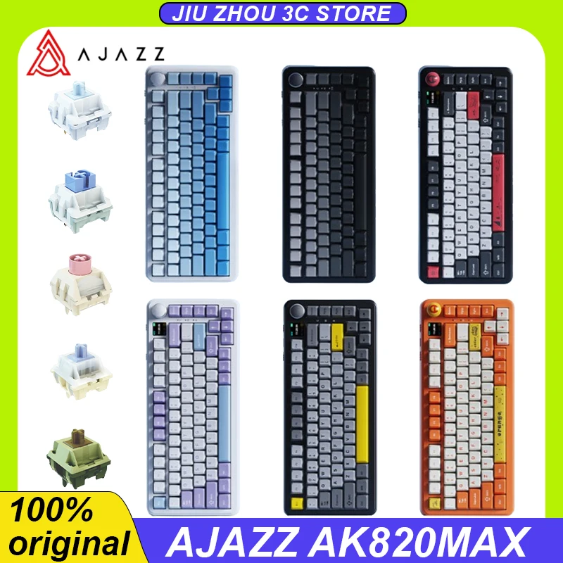 ajazz teclado mecanico bluetooth sem fio teclado personalizado do jogo hot swap rgb tela colorida tft modos ak820 max 4000mah 01