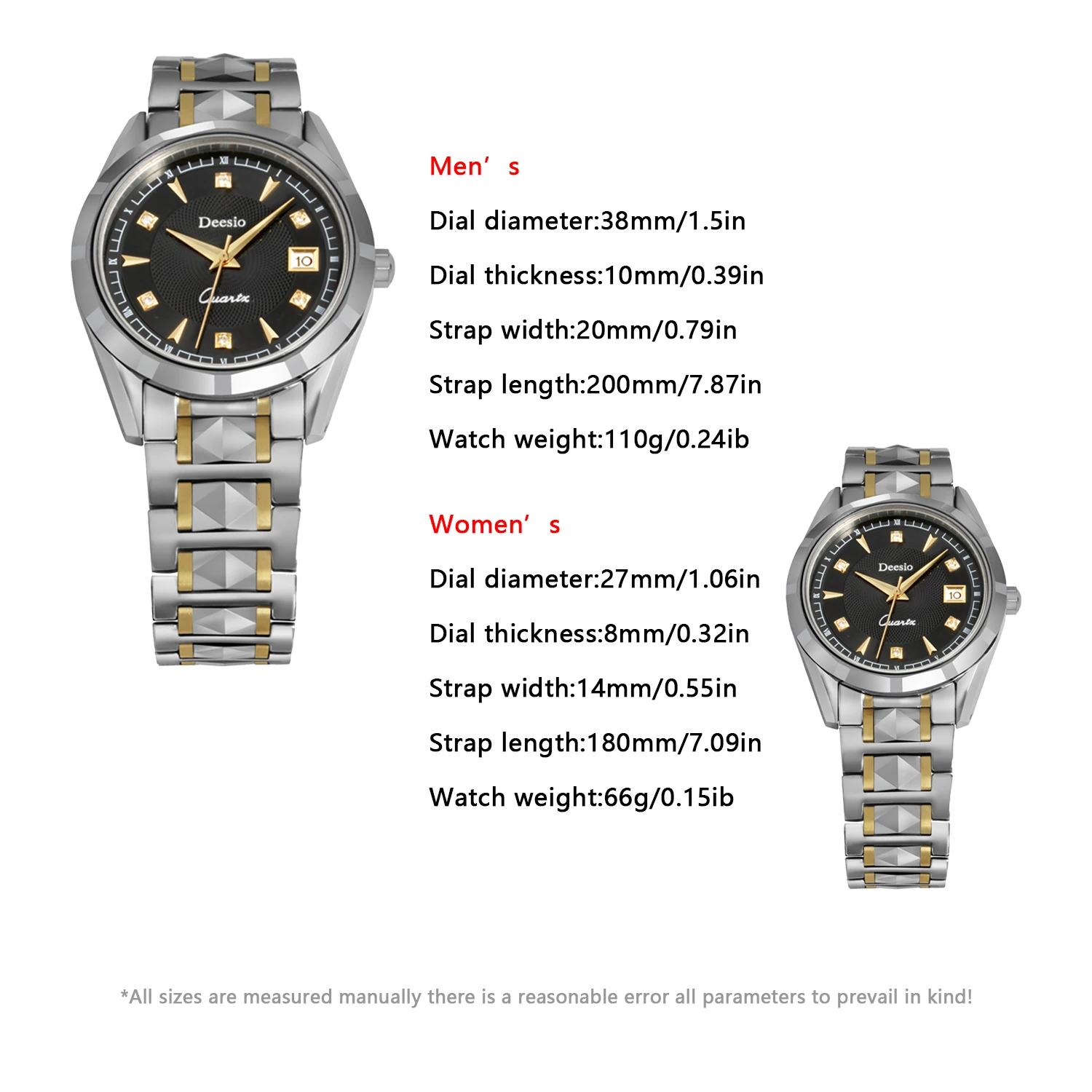 Deesio Luxury Quartz Watch For Men and Women Calendar Luminous Waterproof Stainless Steel,Minimalist Fashion Anniversary Gift