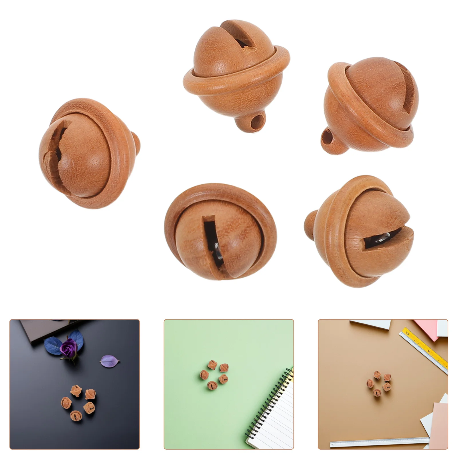 

10Pcs Wooden Bell Pendant Charms Smooth Touch Tiny Craft Bells for Kids DIY Projects Home Decorations Clear Sound Versatile Use