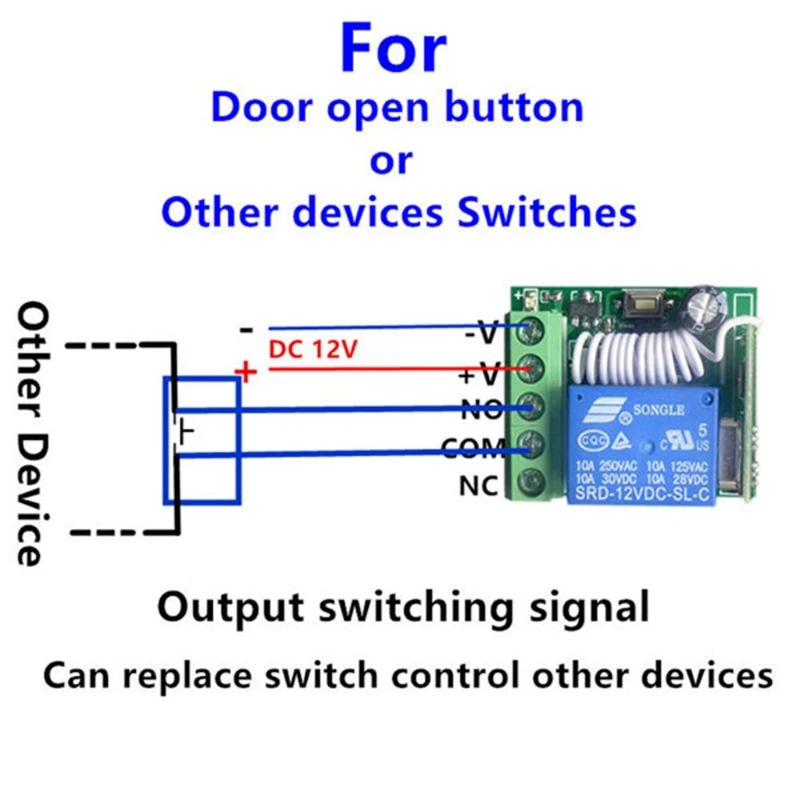 12V 1CH 433Mhz RF Módulo Relé Inalámbrico Interruptor Control Remoto para Transmisión Inteligente