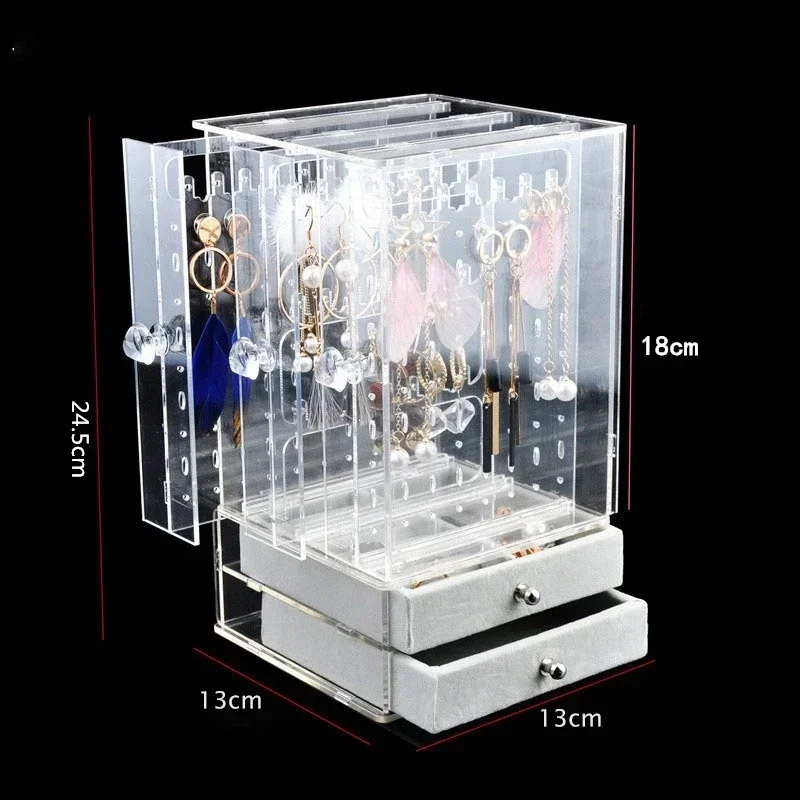Luxury Jewelry Boxes Organizer Hanging Earrings Rack Transparent  Display Case Necklace Storage Box DrawerGift Makeup Organizer