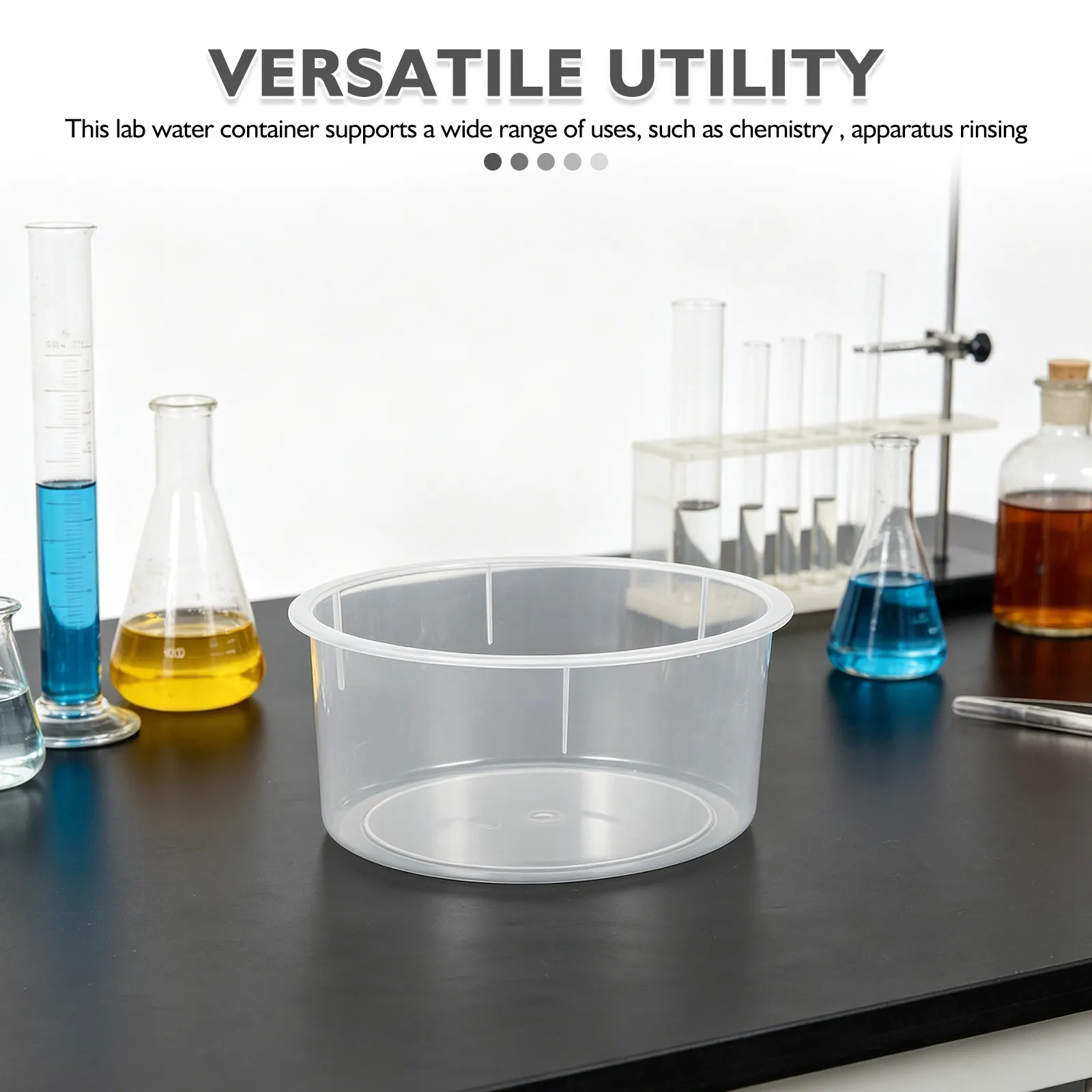 Laboratory Transparent Round Plastic Sink Bowl 8x8x4 Thickened Leakproof Experimental Water Basin for Chemical