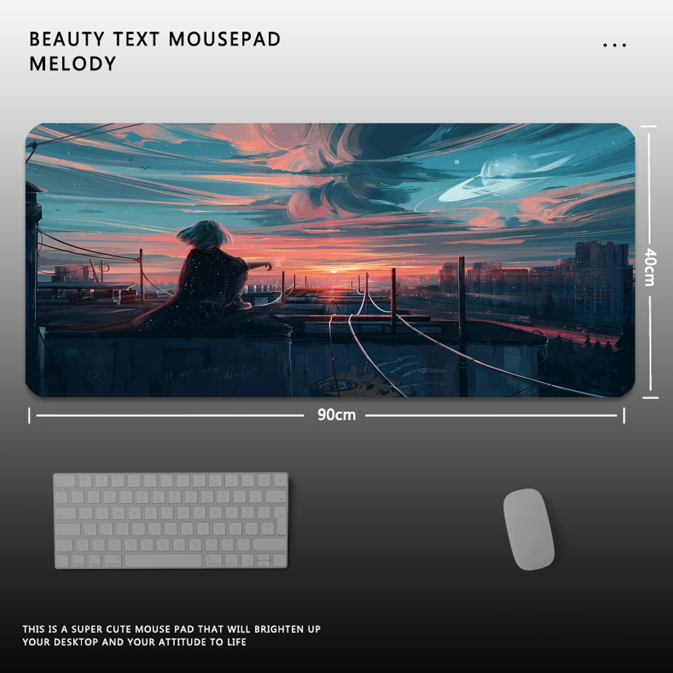 

Large Gaming Mouse Pad With Stitched Edges Oil Painting Landscape Desk Mat Extended Mousepad With Anti-Slip Desk Pad 900x400mm