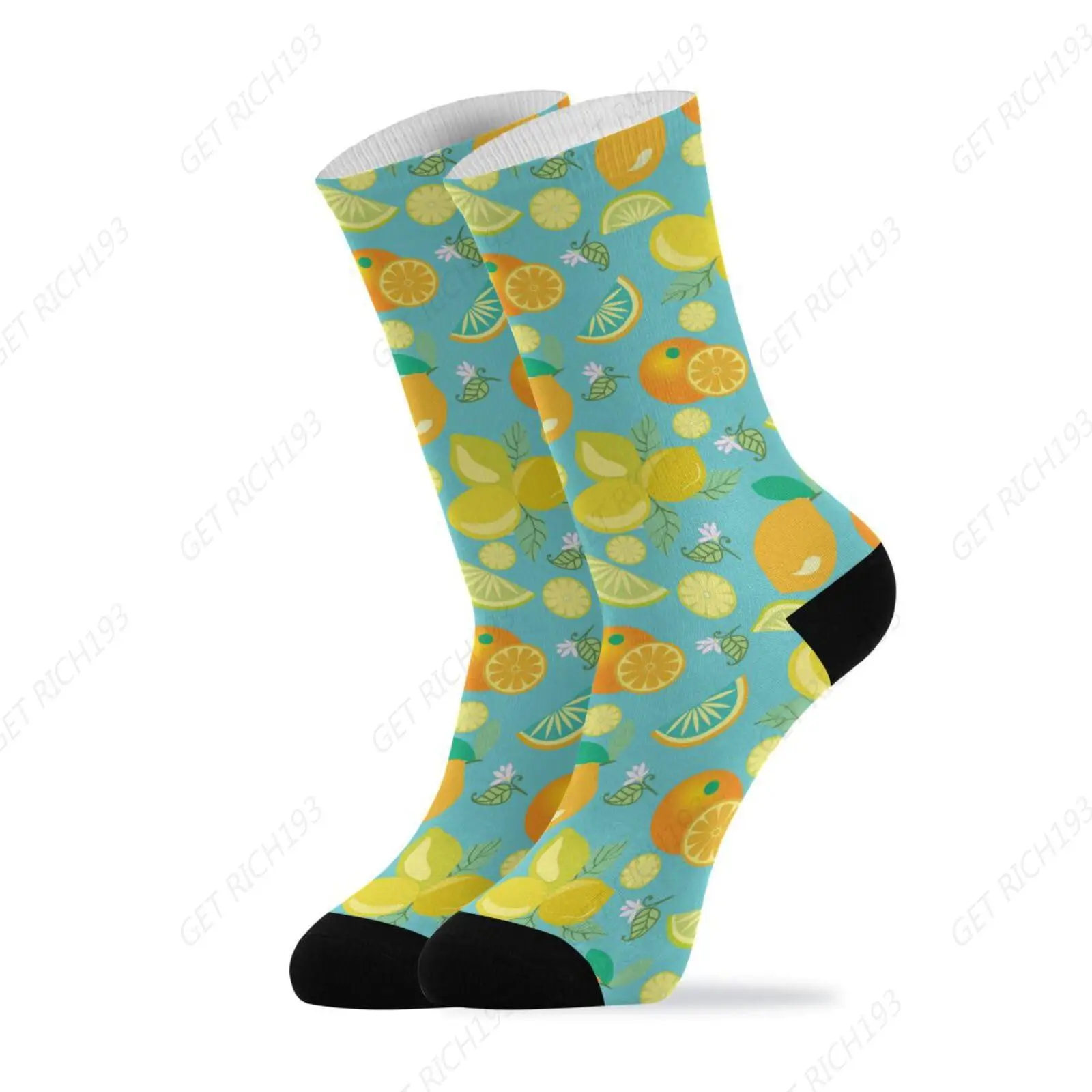 Lemons Flowers Socks Leaves Oranges Women Men Short Stockings Unisex Sock for Running Athletic Hiking Cycling 1 Pair