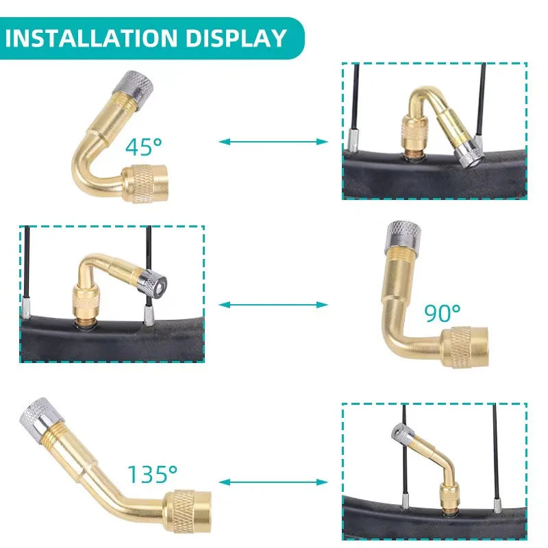 45/90/135 Degree Angle Brass Auto Air Tyre Valve Extender Auto Motorcycle Valve Adaptor Tyre Inflatable Tube Extension Adapter