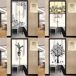 Potted Plants Door Curtain Linen Ins Nordic Style Home for Kitchen Bedroom Bathroom Doorway Curtains Entrance Partition Noren