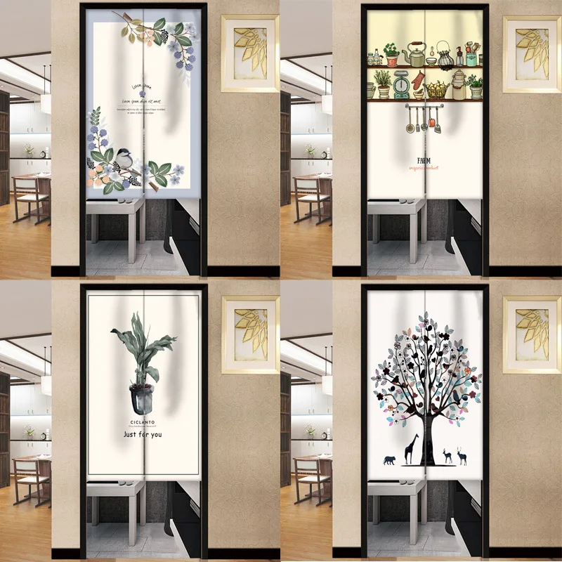 Potted Plants Door Curtain Linen Ins Nordic Style Home for Kitchen Bedroom Bathroom Doorway Curtains Entrance Partition Noren