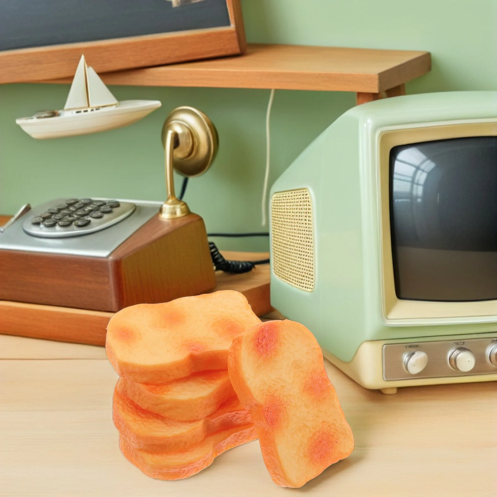 ขนมปังปิ้งจำลองเหมือนจริง 10 ชิ้น สำหรับตกแต่งบ้านตุ๊กตา ร้านเบเกอรี่ ขนมปังจิ๋ว ของเล่นเสริมบทบาท ร้านเค้ก ของตกแต่งทำจากพีวีซี