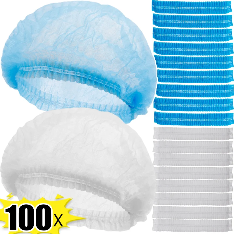 100/50PCS Disposable Sterile Work Cap Non Woven Fabric Hat Cooking Chef Cap Work Wear Hair Salon Beauty Kitchen Accessories