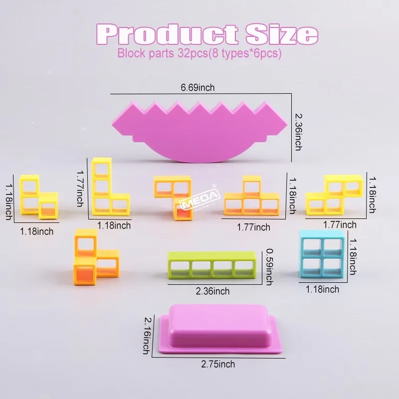 كتل التراص التوازن 32 قطعة لعبة برج أرجوحة عالية اللبنات كومة ل 2 لاعبين ألعاب ممتعة لعب هدايا أعياد ميلاد للأطفال