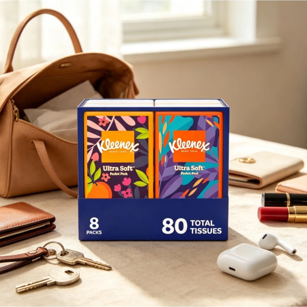 Facial Tissues On The Go Travel Packs 8 Individual Pocket Size Packs 10 Tissues Each Soft Strong 3 Ply for Daily Use Car Purse Office Desk Travel Essentials Bulk 80 Total Tissues Premium Quality Gentle on Skin Convenient