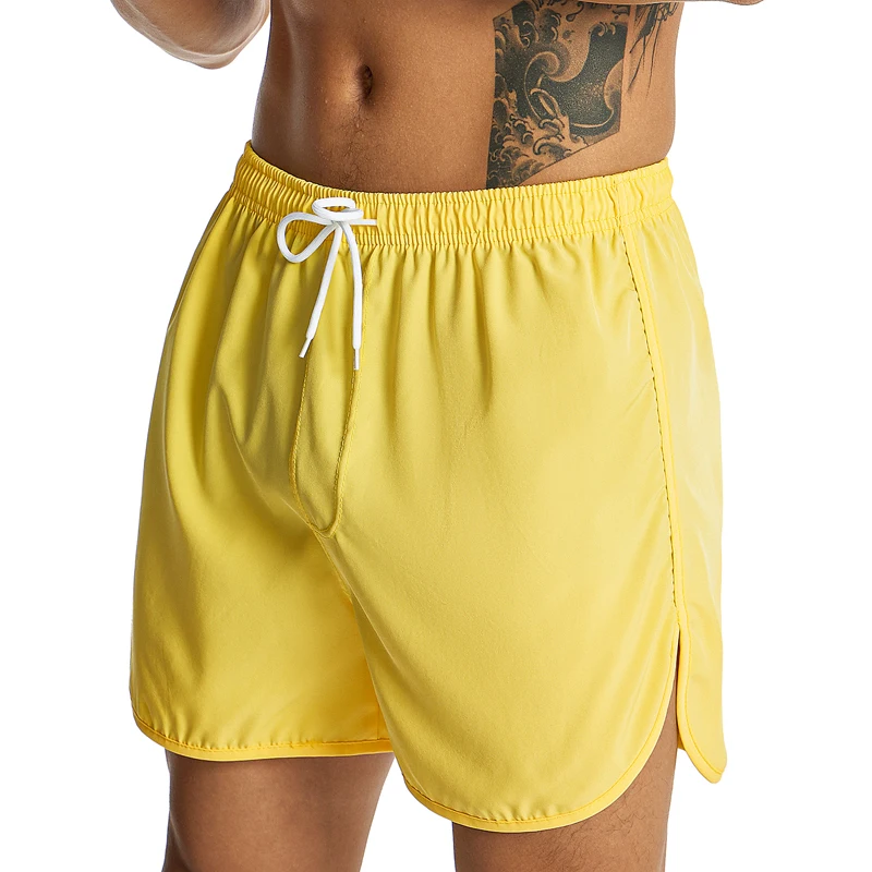 2024 Summer Men'S Quick Drying Sports Shorts Solid Color Drawstring Elastic Waist Breathable Boxing Fitness and Running Shorts