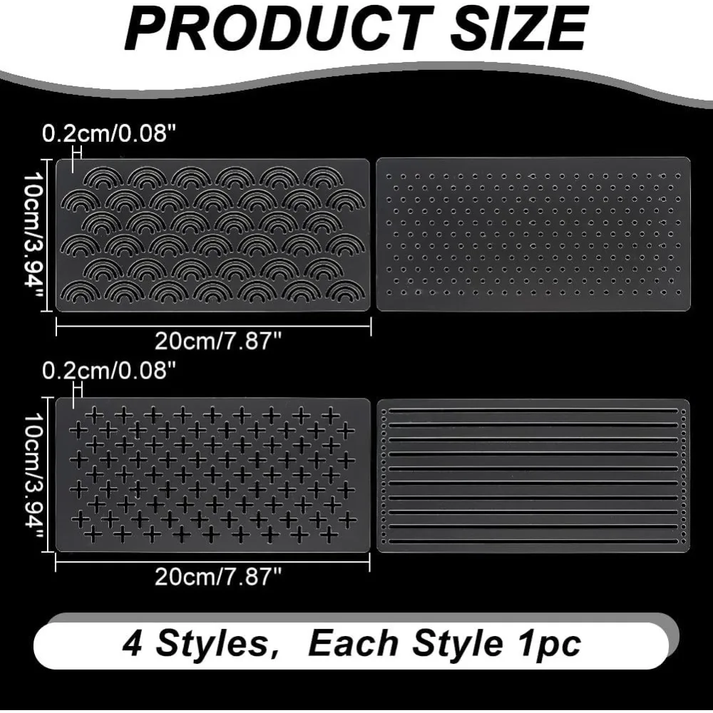 4Pcs Clear Sashiko Stencil Acrylic 3.94x7.87 Inch Embroidery Pattern Template Quilting Stencil Tool Embroidery Tool Drawing Line